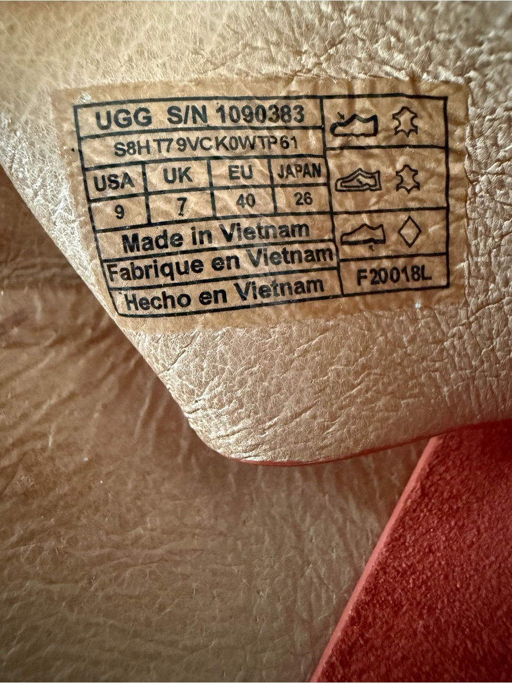 Leather slide sandals, UGG Kari, coral/orange colorway - Picture 6 of 6